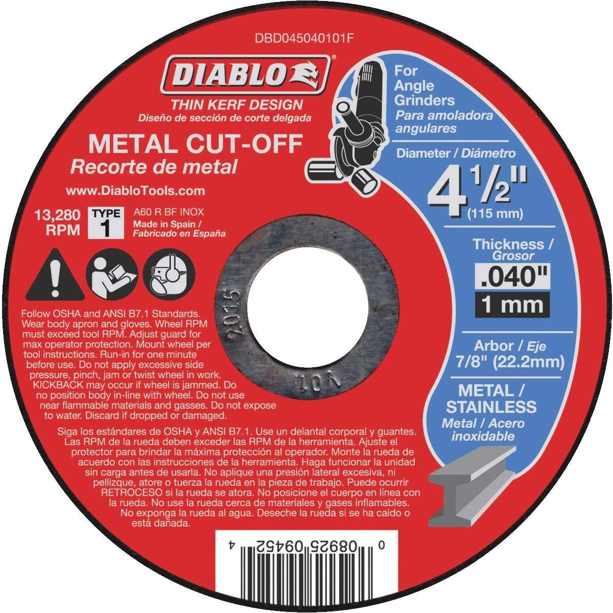 Diablo Type 27 4-1/2" x 1/8" x 7/8" Grinding Wheel