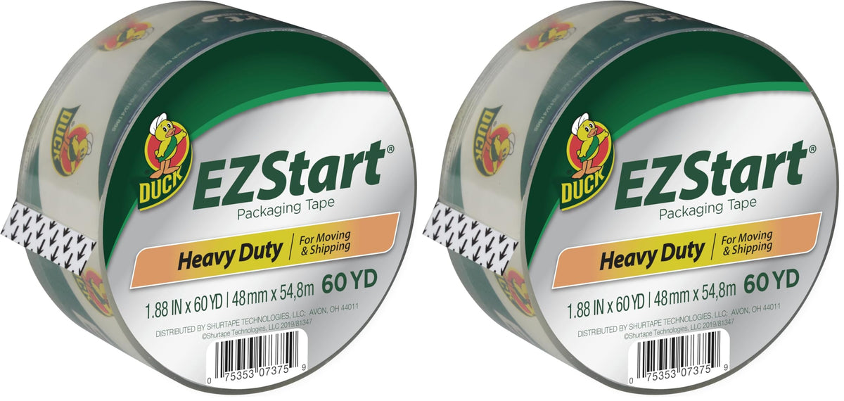 Duck EZ Start Packaging Tape, 60 Yards, 2 Pack