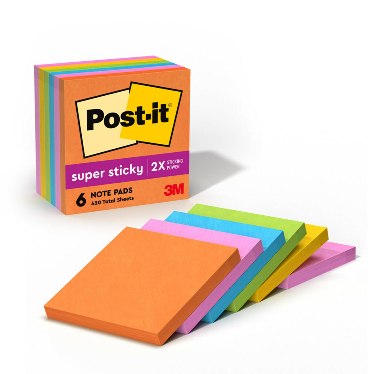 3M Post-it Super Sticky Notes 3x3in 6 Pads Energy Boost 654-6SSAU