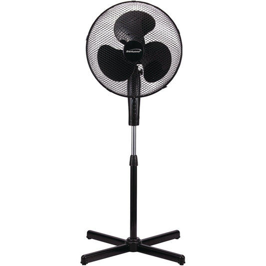 Brentwood Kool Zone Oscillating Stand Fan 16-inch Black