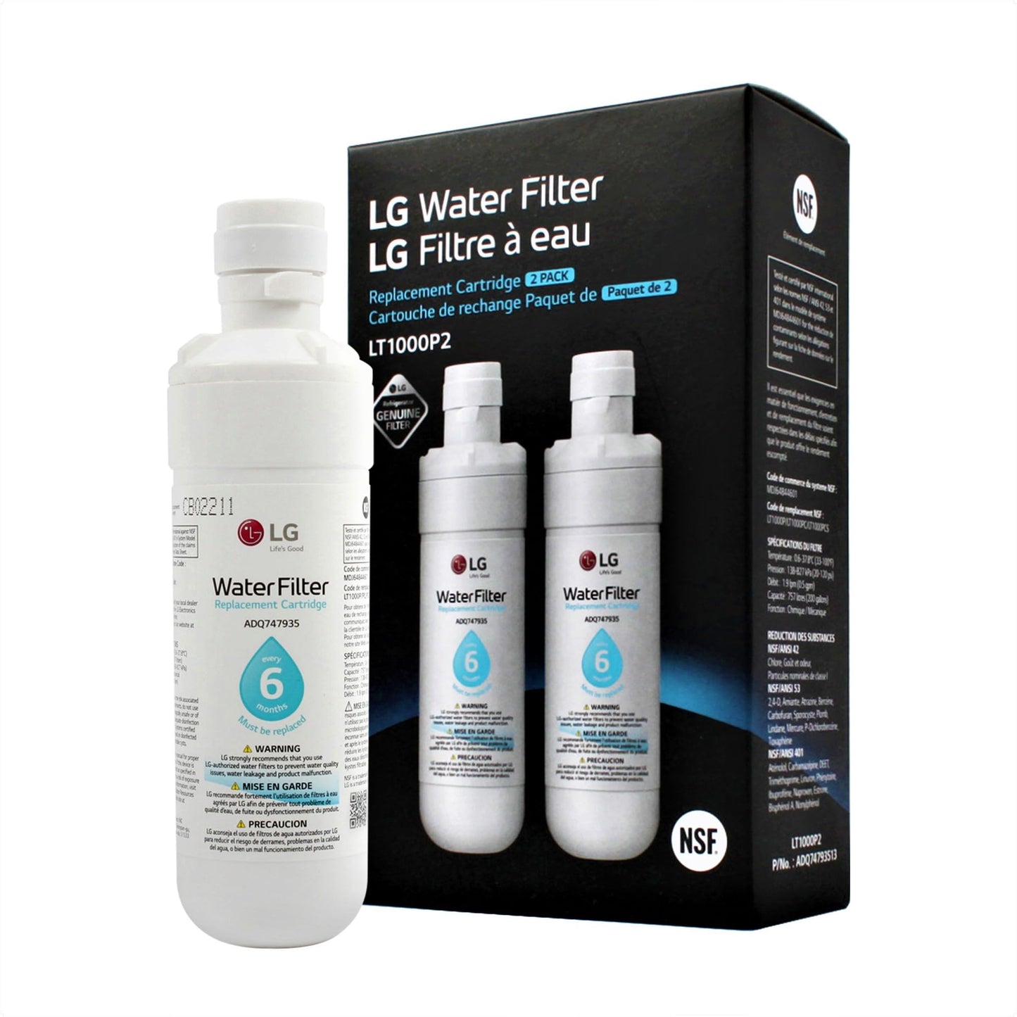 LG LT1000P2 Refrigerator Water Filter 2-Pack