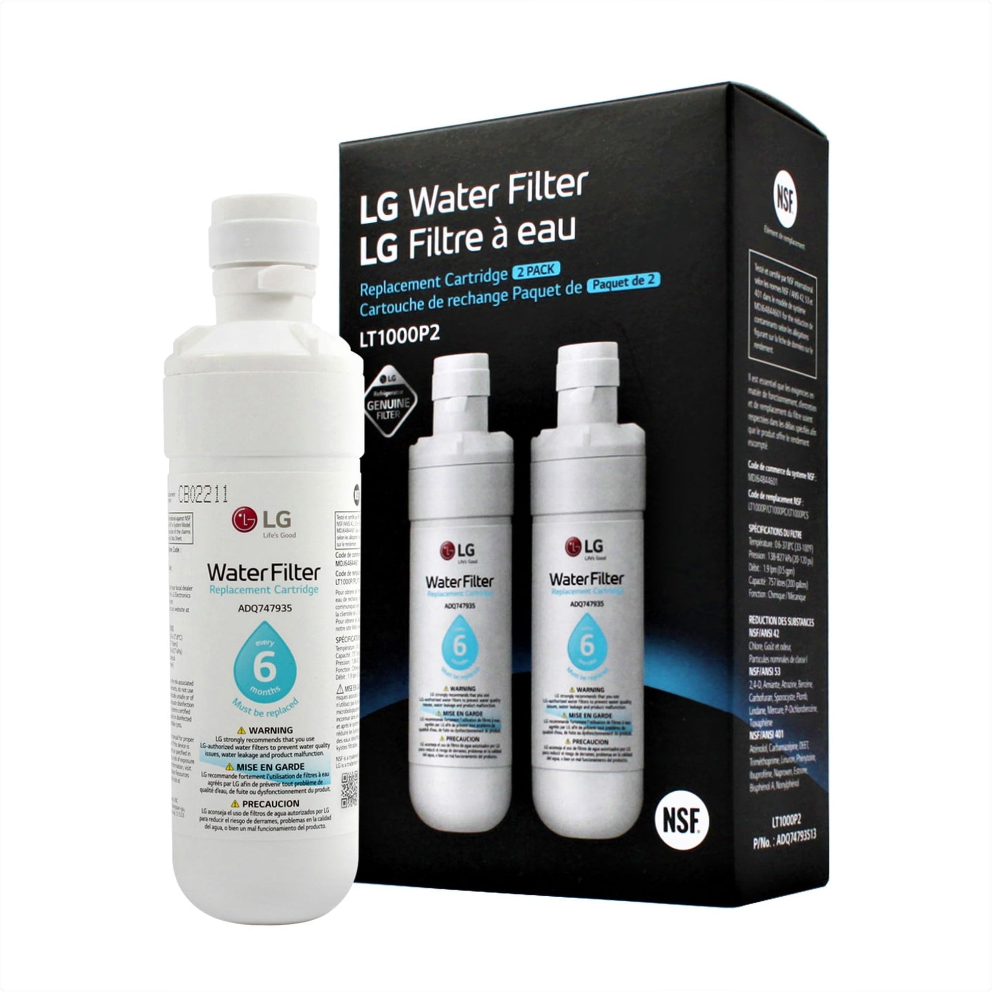 LG LT1000P2 Refrigerator Water Filter 2-Pack