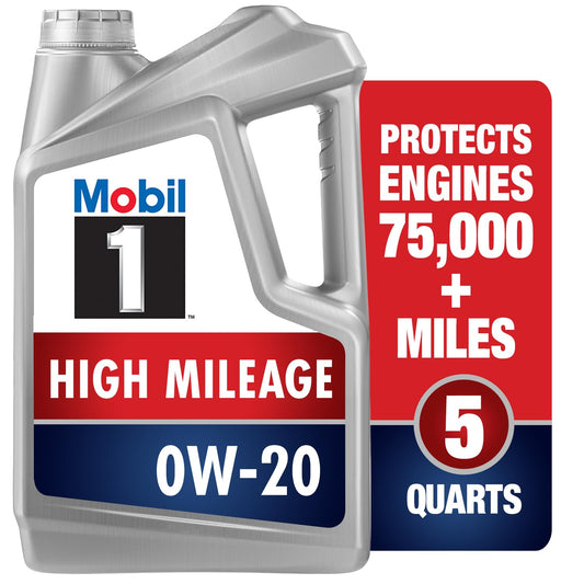 Mobil 1 High Mileage Motor Oil 0W-20 5QT