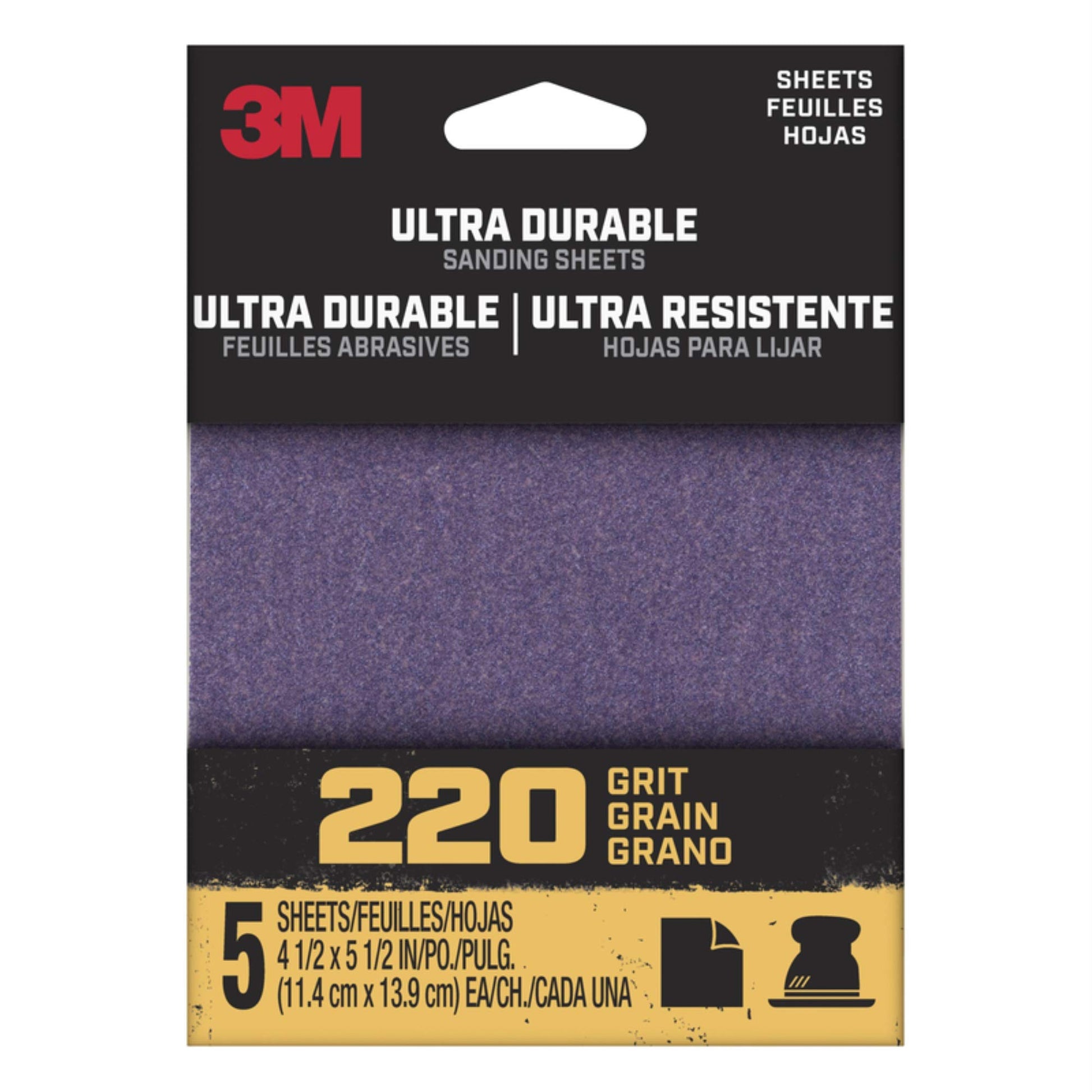 3M 1/4 Sheet Sandpaper 220 Grit