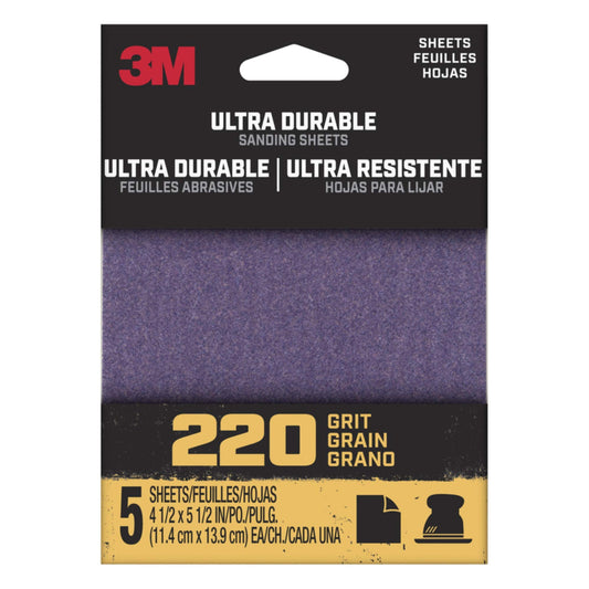 3M 1/4 Sheet Sandpaper 220 Grit