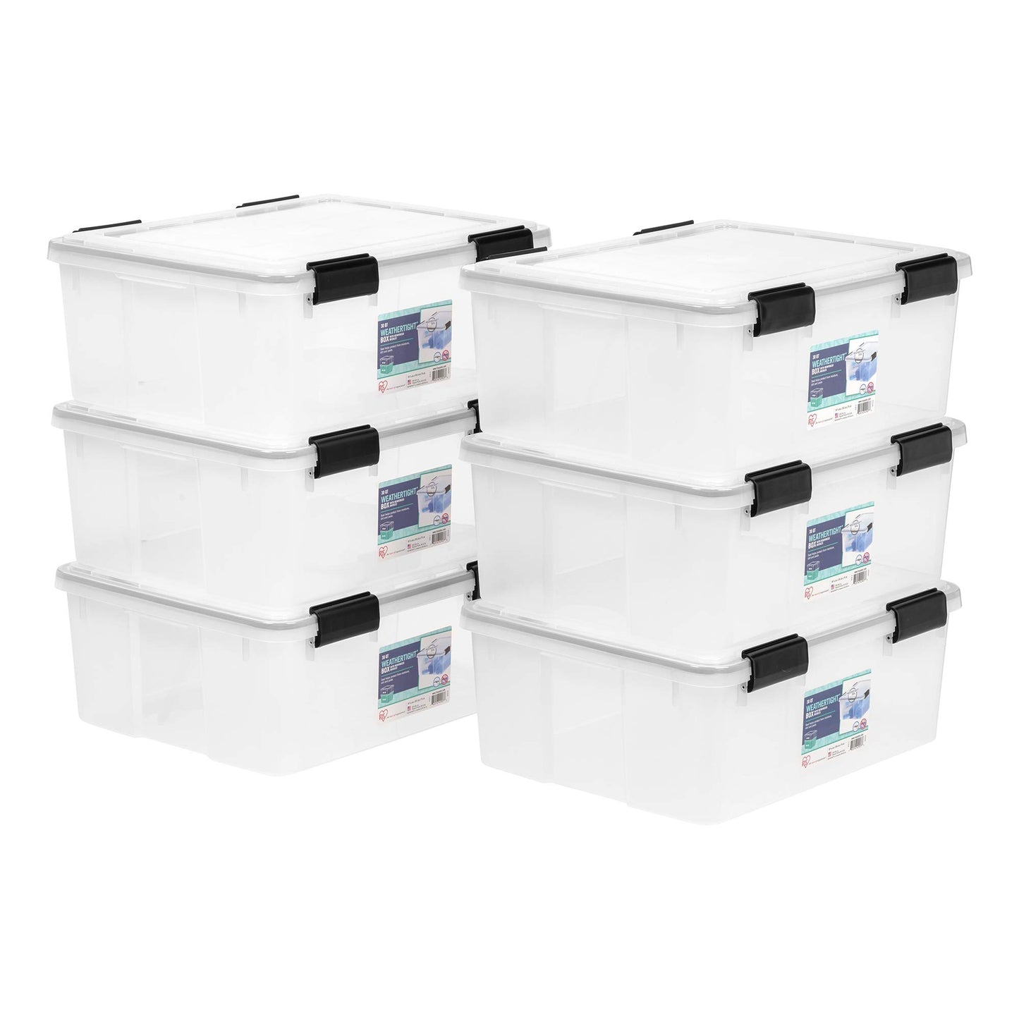 IRIS USA WeatherPro 31 Qt Storage Bins 6 Pack