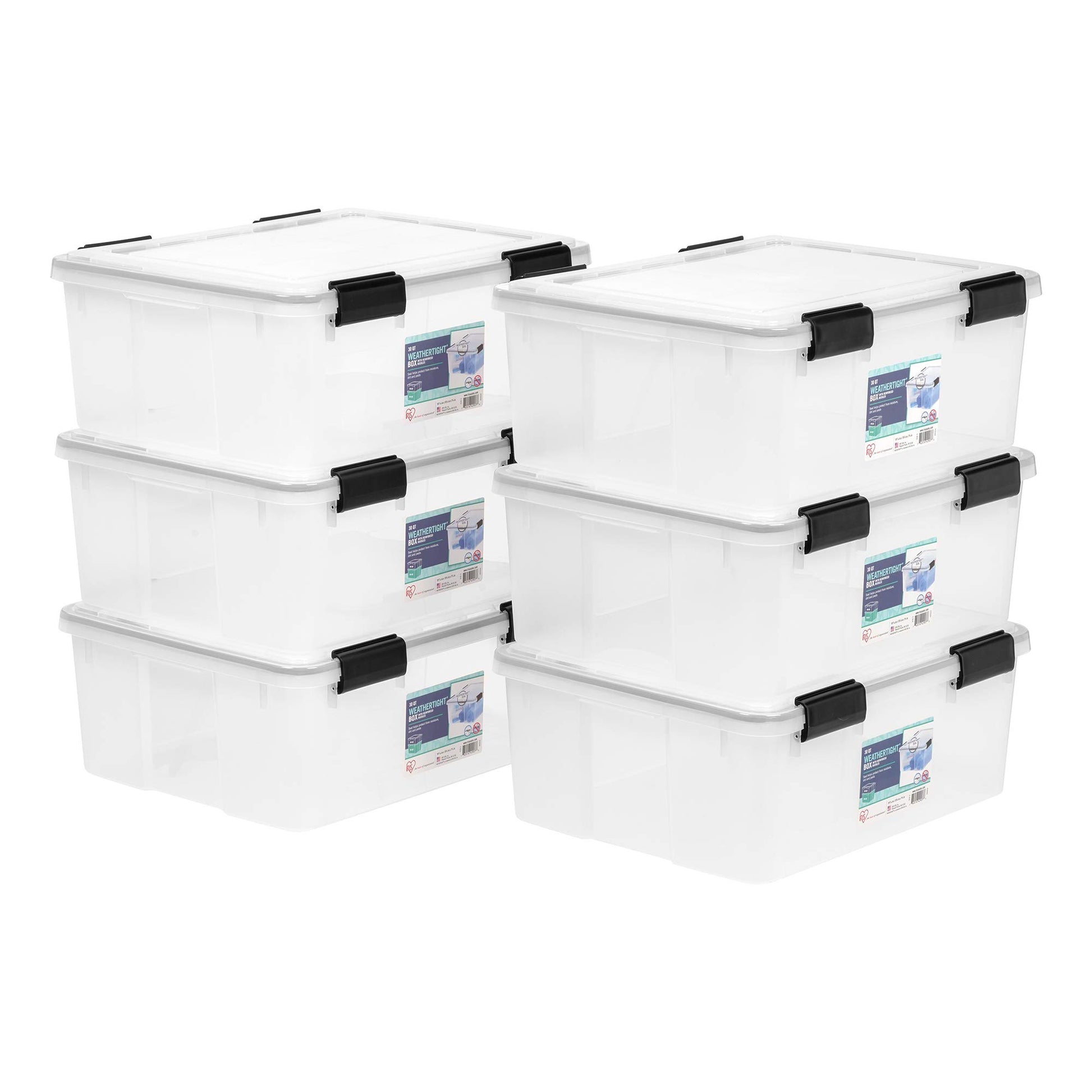 IRIS USA WeatherPro 31 Qt Storage Bins 6 Pack