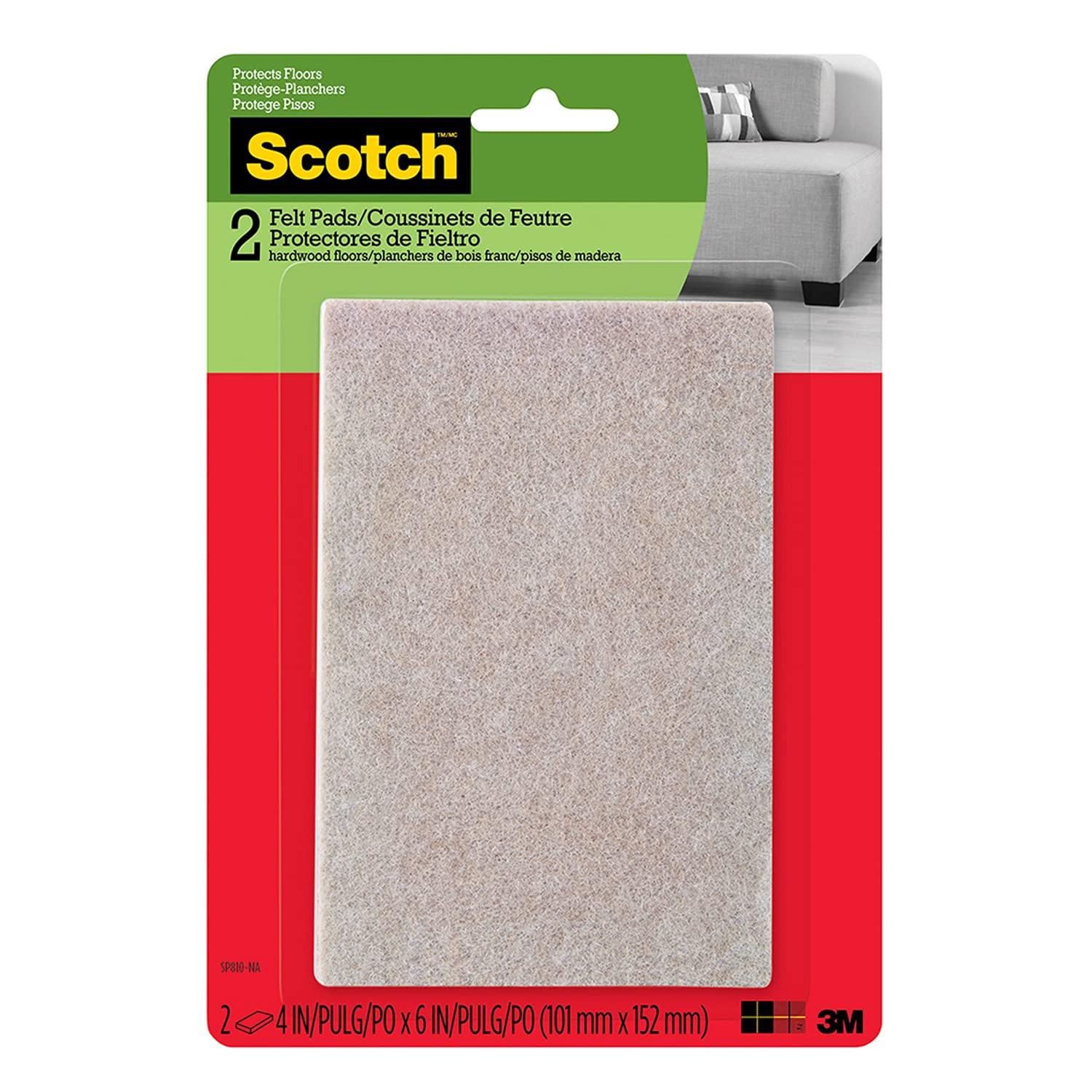 3M Felt Pads 4x6 SP810-NA 2CT