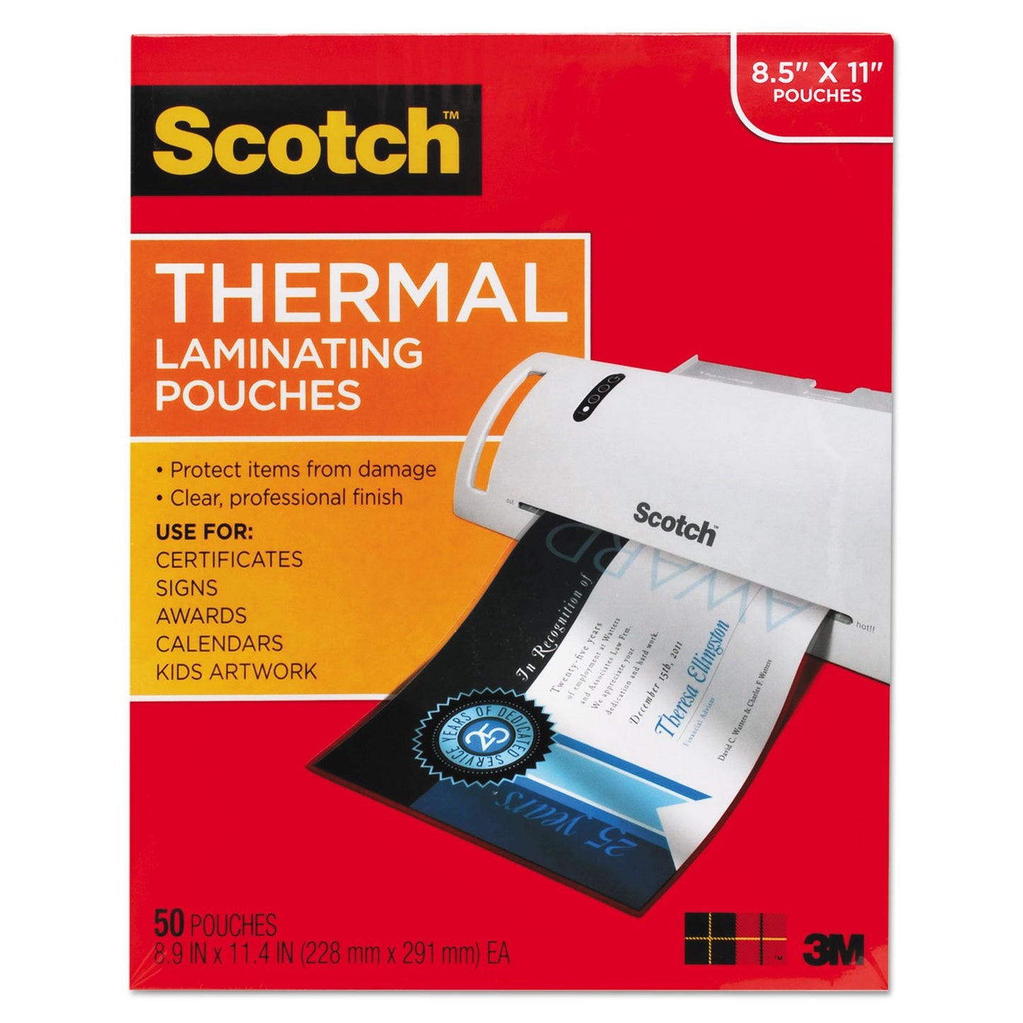 Scotch Dry Erase Thermal Laminating Pouches, 8.9 in x 11.4 in, Clear, Pack of 50 Pouches, TP3854-50DE