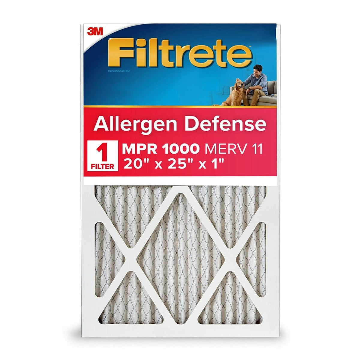3M Filtrete Allergen Defense Air Filter 1000 MPR 20x25x1