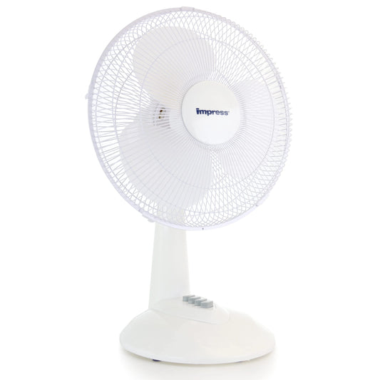 Impress 12 Inch Oscillating Table Fan White