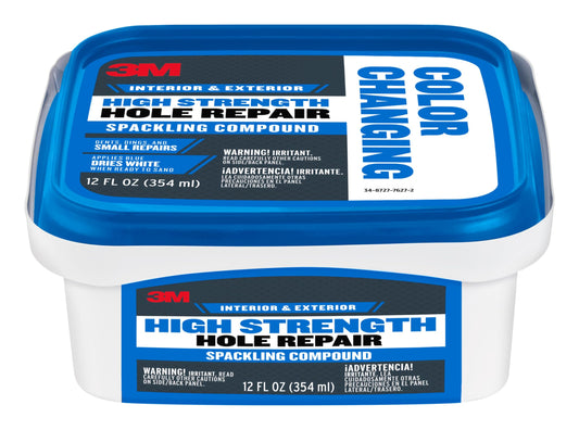 3M CC-12-DT High Strength Hole Repair Color Changing Spackling Compound, White, 12 Oz.