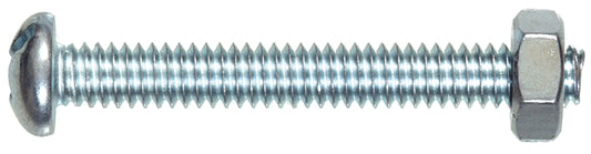 The Hillman Group 7671 Round Head Combo Machine Screw with Nut, 8-32-Inch x 1-Inch, 10-Pack