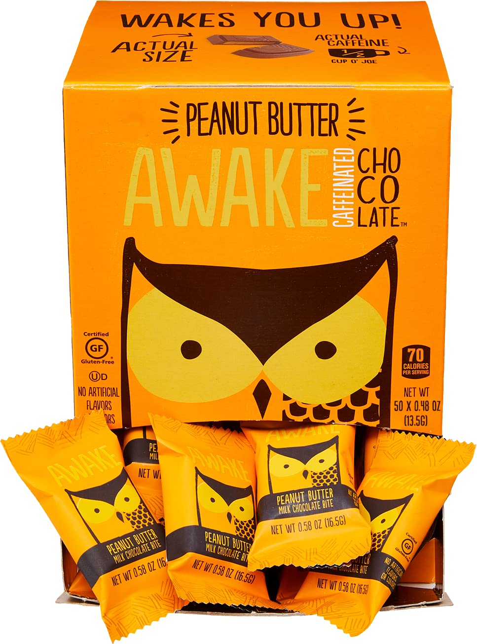 AWAKE Caffeinated Chocolate Energy Bites Peanut Butter 50ct