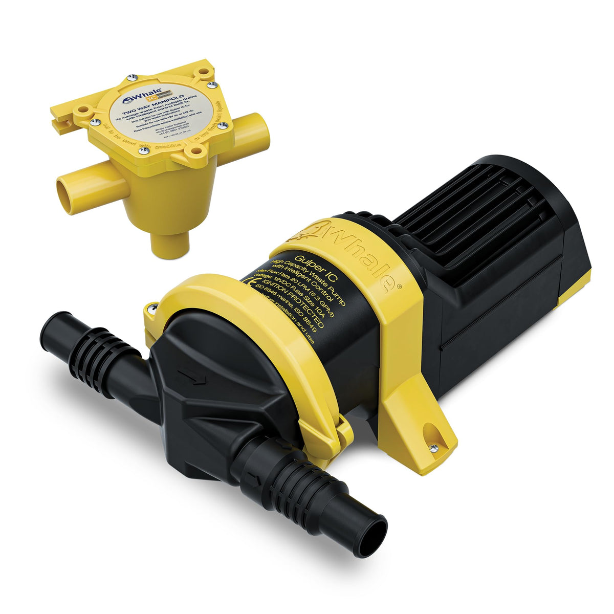 Whale Automatic Graywater Manifold System (12V), 5 GPM, With Intelligent Control, Manages Waste From Two Drains Ensuring Fast, Efficient, and Maintenance-Free Waste Management, WM8284