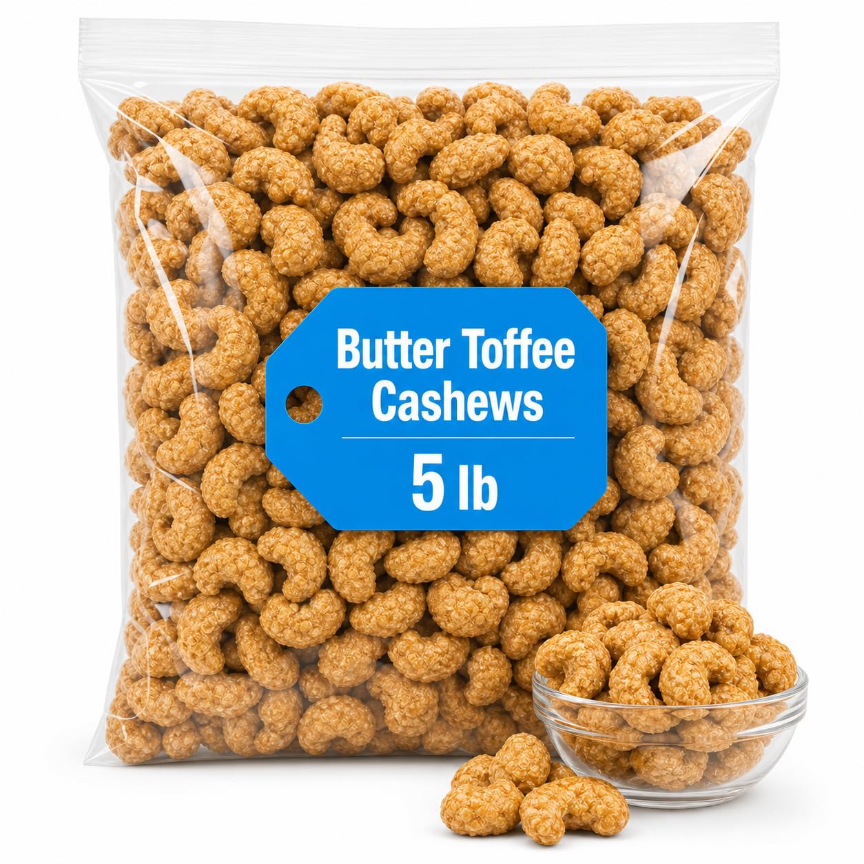 Hickory Butter Toffee Cashews 5 lb Bulk Bag