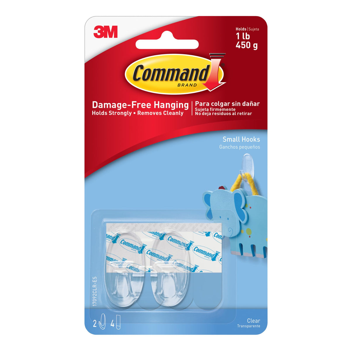 3M Command Small Clear Oval Hooks 2-Pack