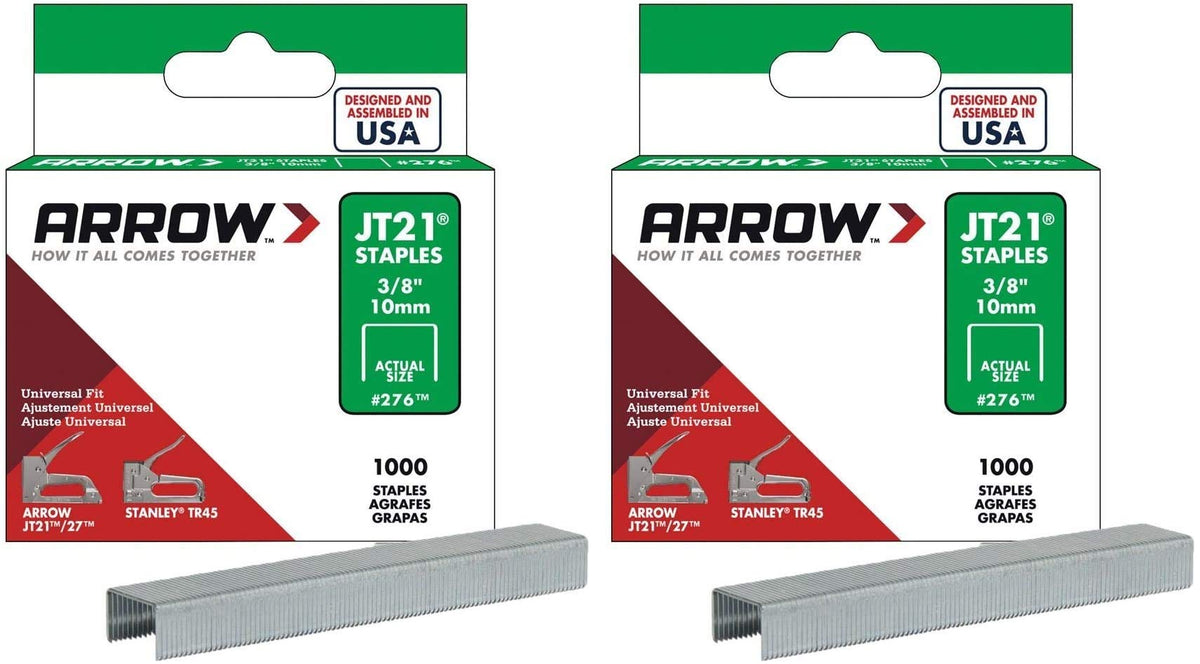 Arrow Fastener 276 Genuine JT21/T27 3/8-Inch Staples, 1,000-Pack - 2 Pack