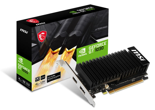 MSI GeForce GT 1030 4GHD4 LP OC Gaming Graphics Card - 4GB GDDR4, 2100 MHz, PCI Express 3.0 x16, 64 bit, DP, HDMI
