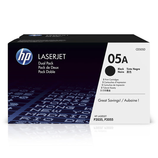 HP 05A Black Toner Cartridges 2-Pack CE505D