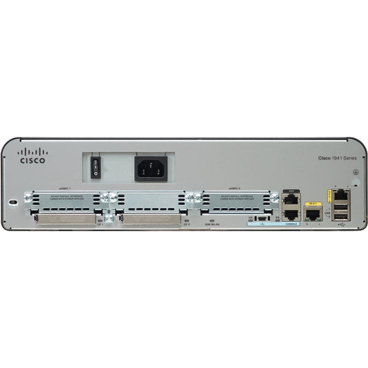 Cisco CISCO1941/K9-RF 1941 Integrated Services Router - - 2 Ports - 5 Slots - Rack-mountable, Wall Mountable