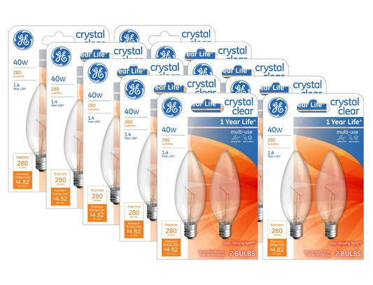 GE 75033 40W Clear Chandelier Bulbs 2-Pack