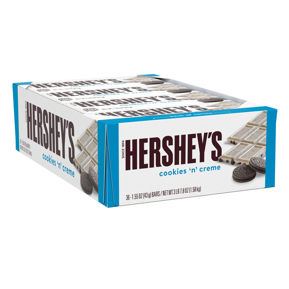 HERSHEY'S Cookies 'n' Creme Candy Bar 1.55 oz, 36 Pack