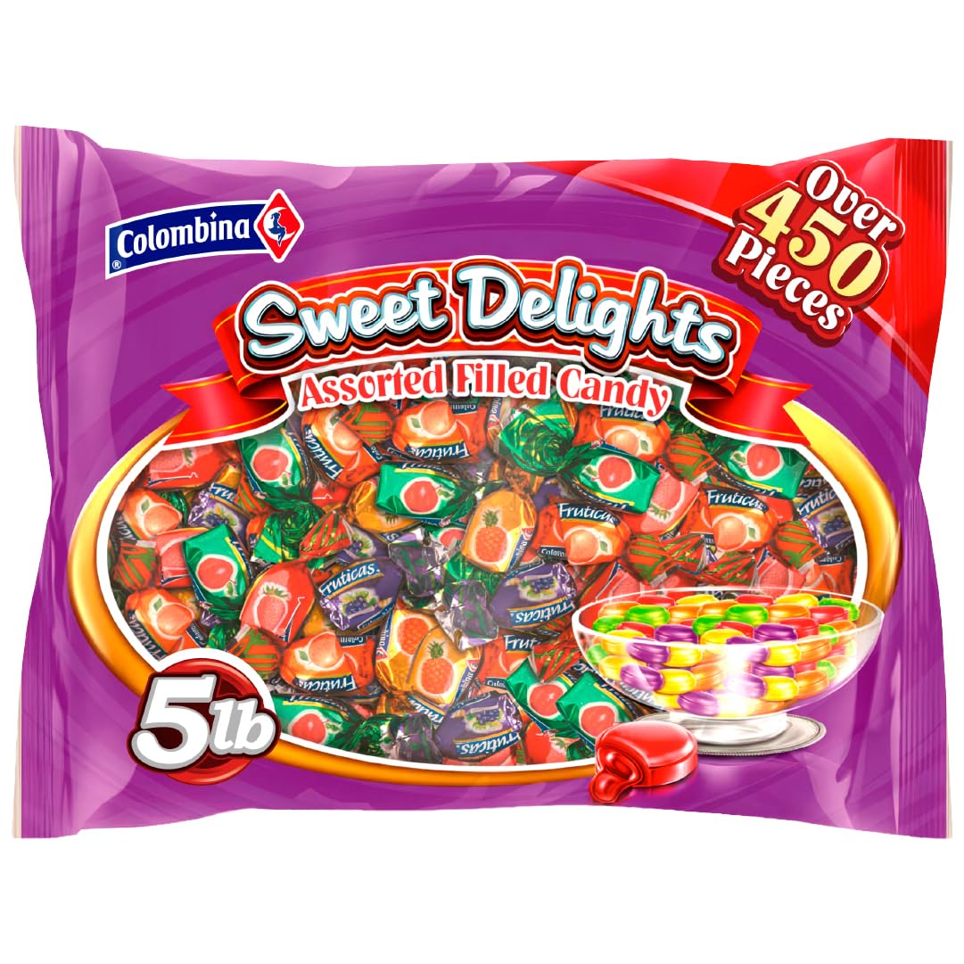 Colombina Sweet Delights Assorted Strawberry Filled Candy, Rainbow Variety Pack, Individually Wrapped, Ideal for Parties, Birthdays, and Pinata Filler, 5lbs (Pack of 1)