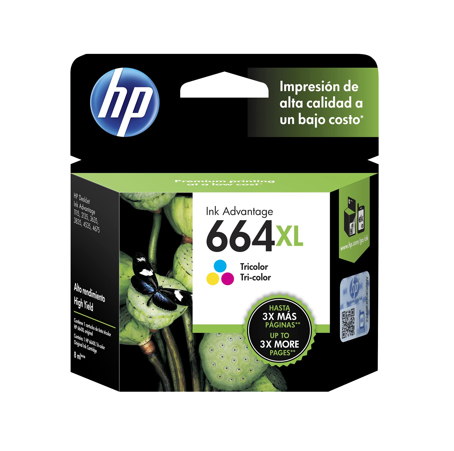HP Cartucho De Tinta 664xl Tricolor