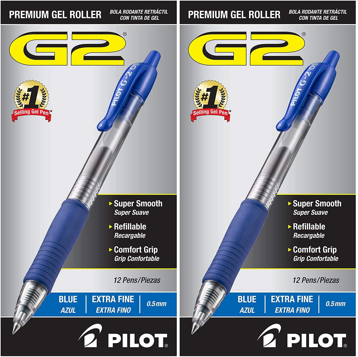 PILOT G2 Extra Fine Blue Gel Pens 31003 12-Pack, 2 Pack