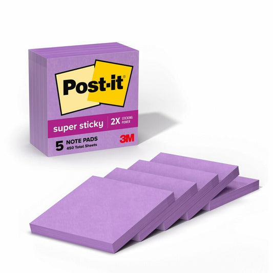 3M Post-it Super Sticky Notes 3x3 in, 5 Pack