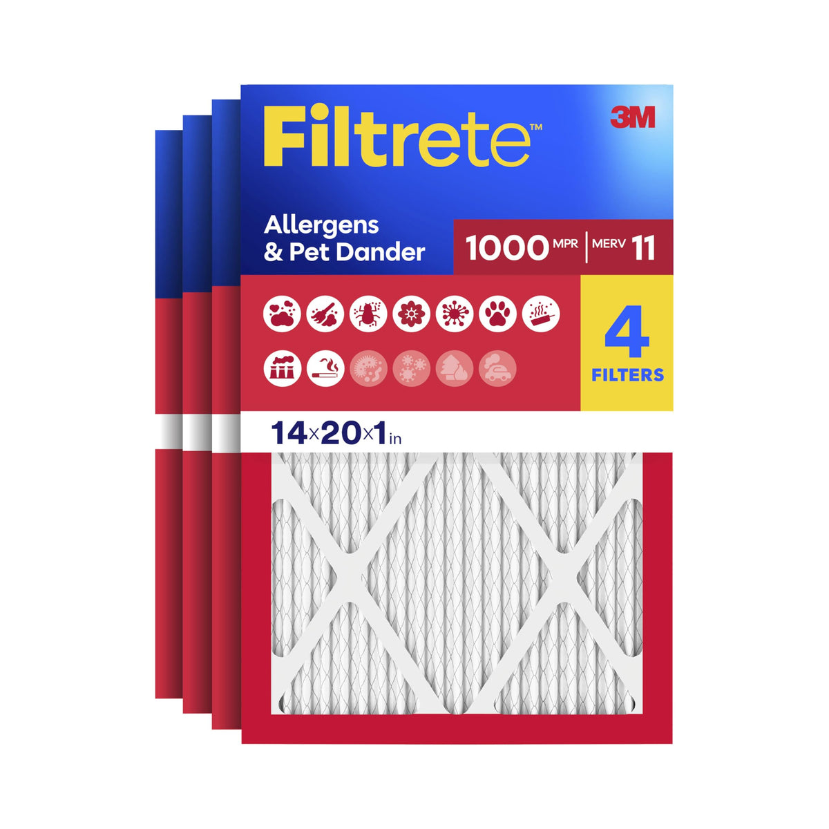 3M Filtrete 14x20x1 Air Filter MERV 11 4-Pack