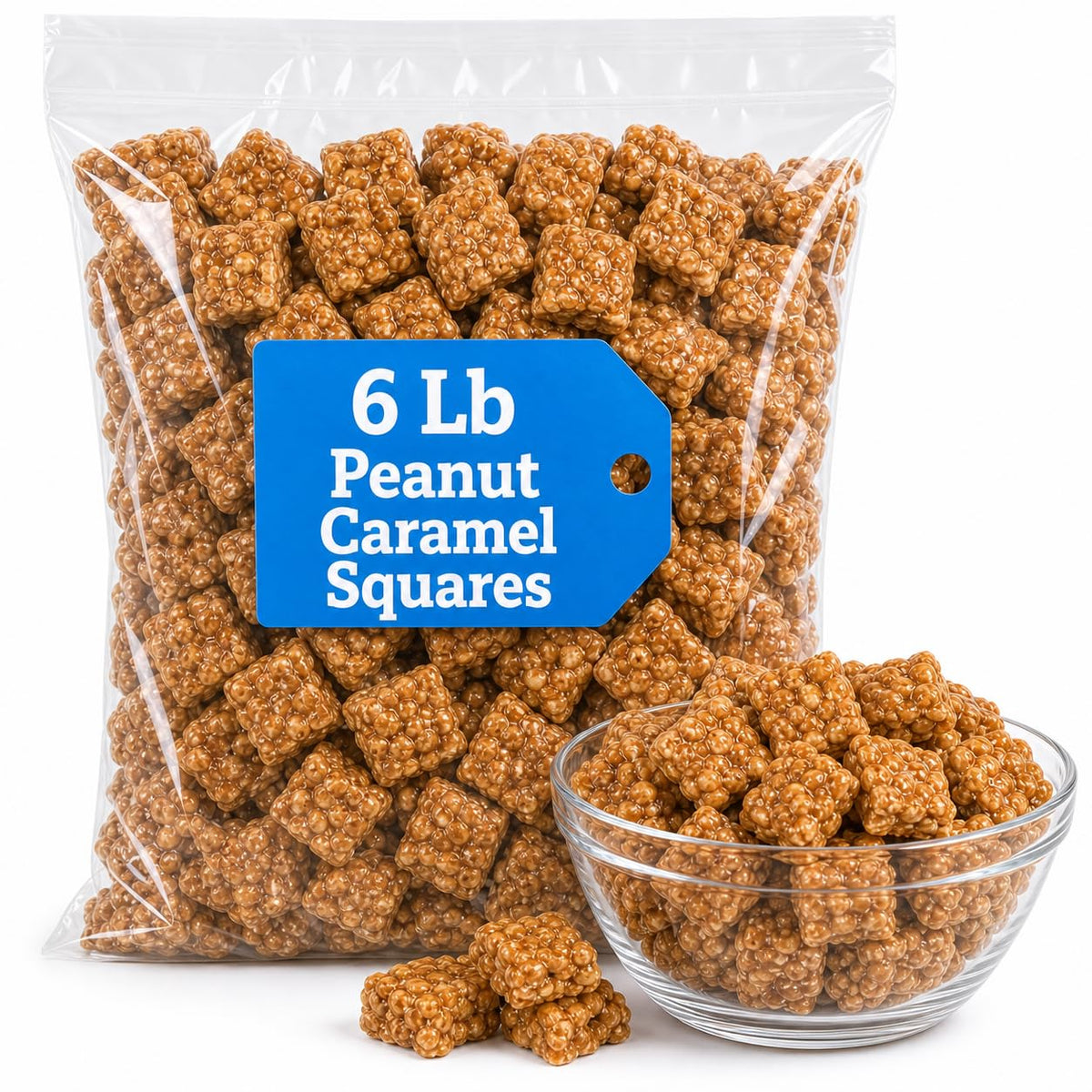 Mascot Peanut Caramel Candy Squares 6 lb Bag