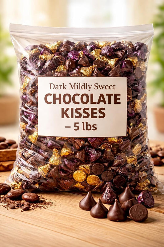 Special Dark Kisses Chocolate - 4 LB (Approx. 400 pcs) - Bulk Individually Wrapped Purple Foil Candy 034000859528