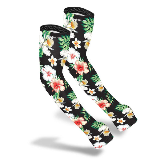 FARMER'S DEFENSE Sleeves | UV Cooling Sleeves for Sun Protection | Premium Anti-Scratch Arm Guard Sleeve for Skin - for Gardening Harvesting Sports Outdoors | Unisex |Tropical Flowers - S/M