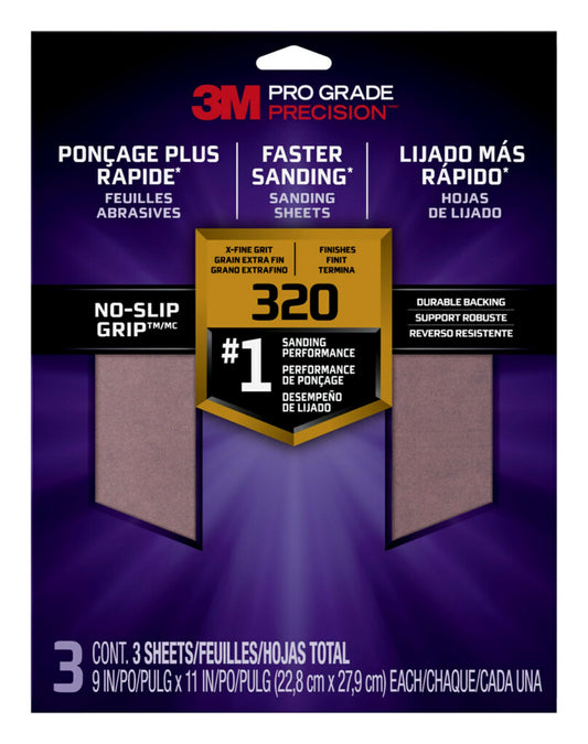 3M SandBlaster Advanced Sanding Sheets, 150 Grit, No-Slip Grip Backing, 9 x 11 Inch, 4 Sheets Pack (Wood, Metal, Drywall Sandpaper)