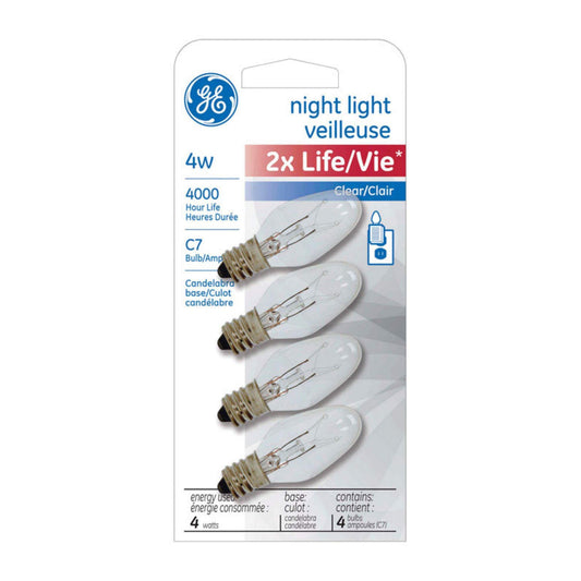 GE 4W Clear Night Bulb 4-Pack