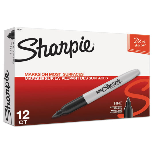 Super Permanent Markers, Fine Point, Black, Dozen, Total 12 DZ