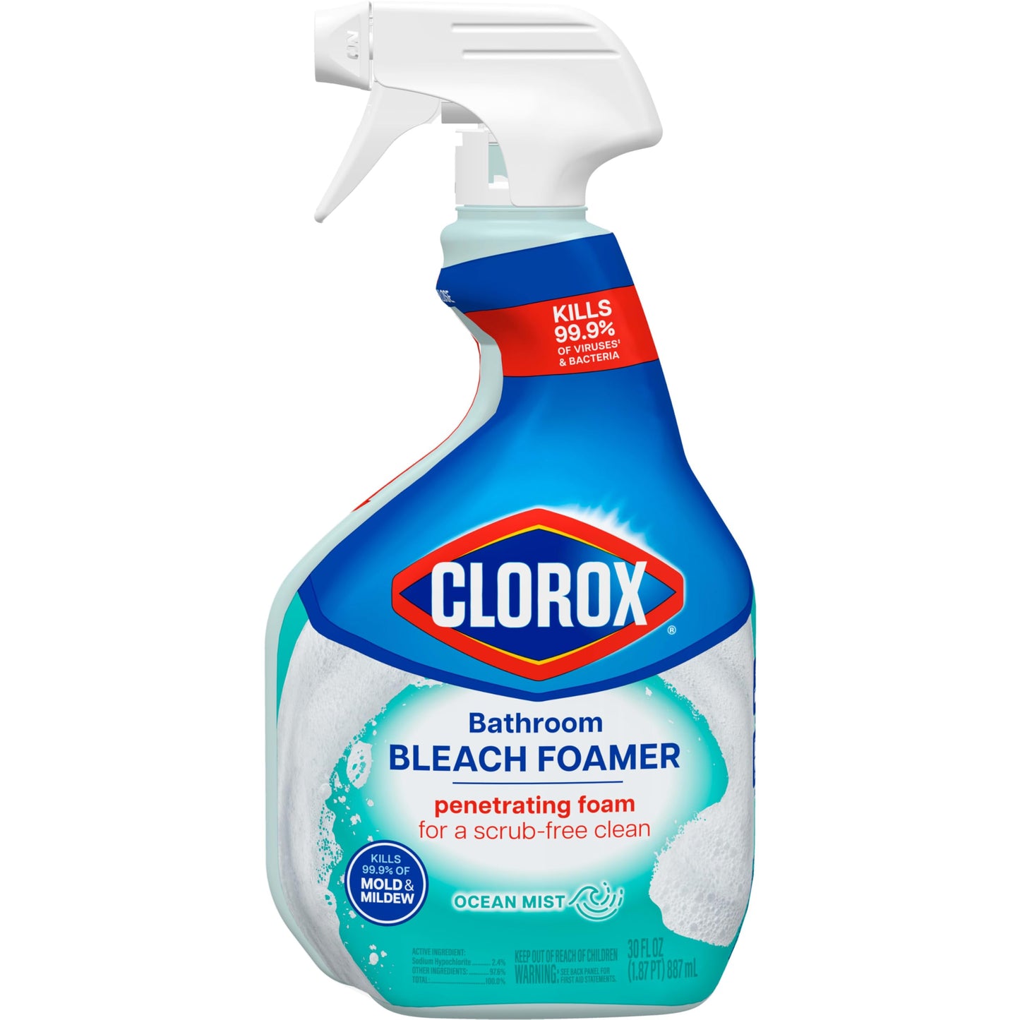 Clorox Disinfecting Bathroom Foamer with Bleach Original, 30 Ounce Spray Bottle (Package May Vary)