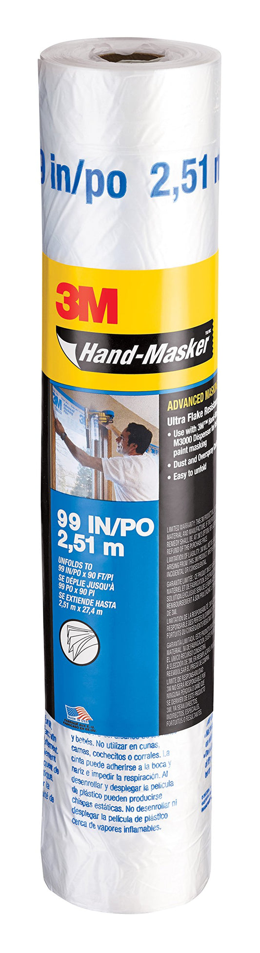 3M Hand-Masker Advanced Masking Film AMF99 99in x 90ft (12 Rolls)