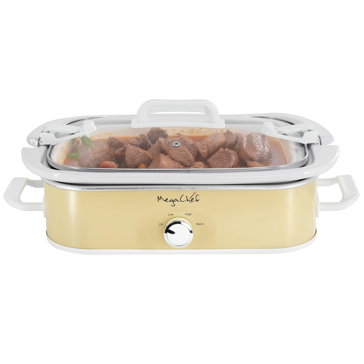 MegaChef 3.5 Quart Rectangle Slow Cooker Cream