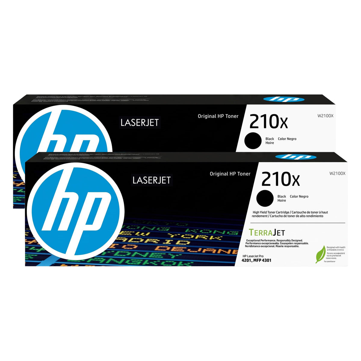 HP 210X Black High-Yield Toner Cartridge | Works Color LaserJet Pro 4201,Color LaserJet Pro MFP 4301 Series | W2100X,(Pack of 2)