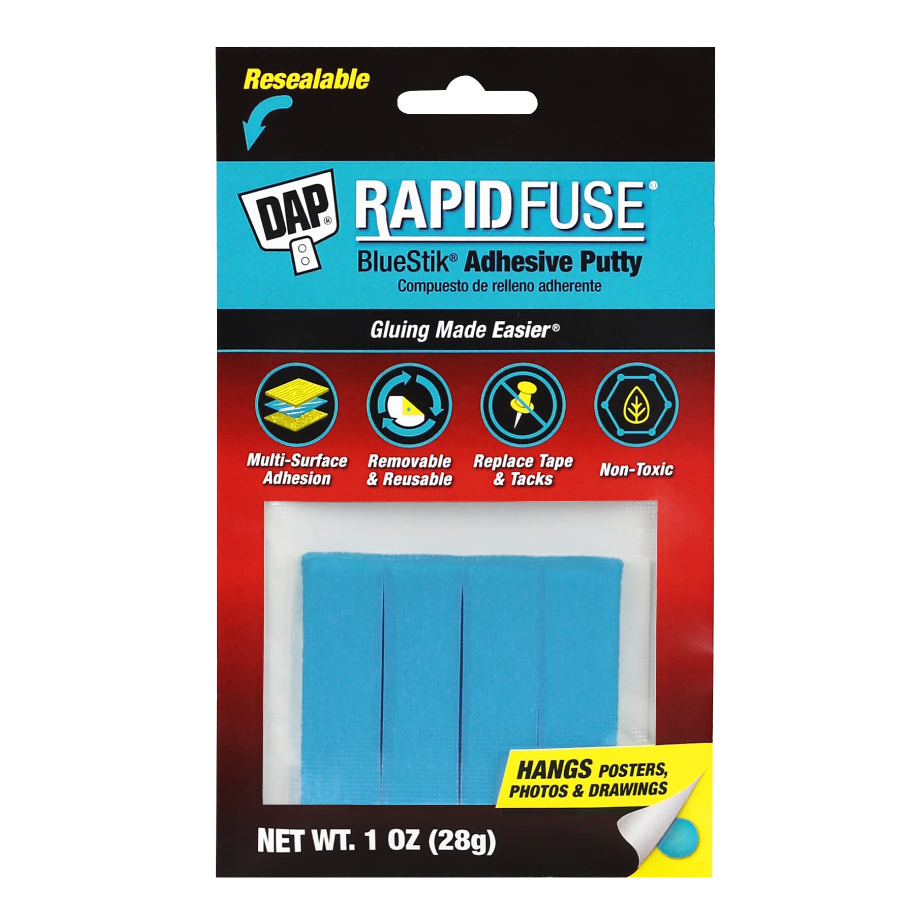 DAP Blue Stik Reusable Adhesive Putty 1 oz 4 Pack