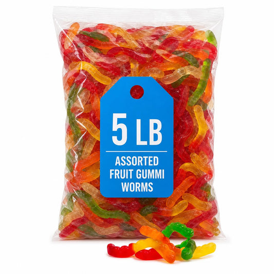 World's Best Large Assorted Fruit Gummi Worms, 5lbs of Candy 628137