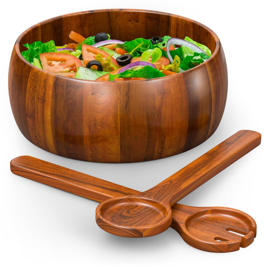 Gibson Home Laroda Acacia Wood Salad Bowl Set 3-Piece
