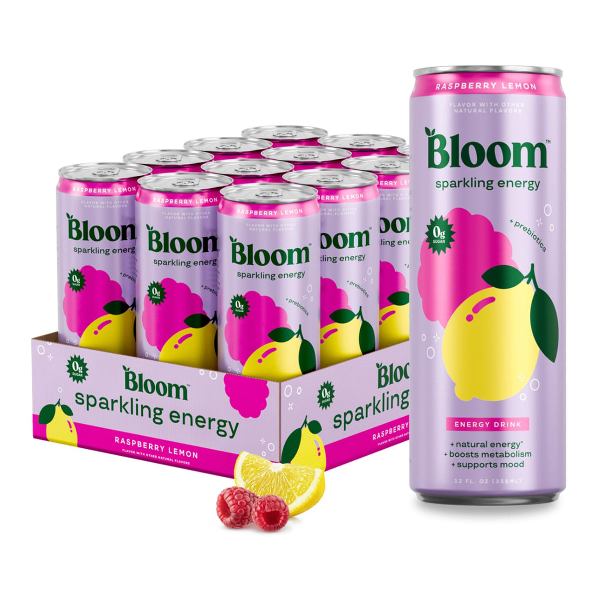 Bloom Raspberry Lemon Energy Drink 12/12oz