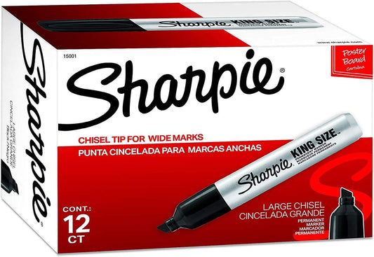 Sharpie King Size Permanent Marker, Chisel Tip, Black Ink, Dozen (SAN15001)