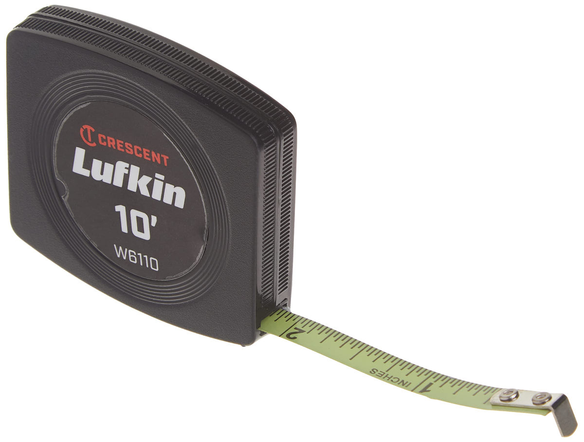 Crescent Lufkin 1/4" x 10' Pee Wee Yellow Clad Pocket Tape Measure - W6110 , Black