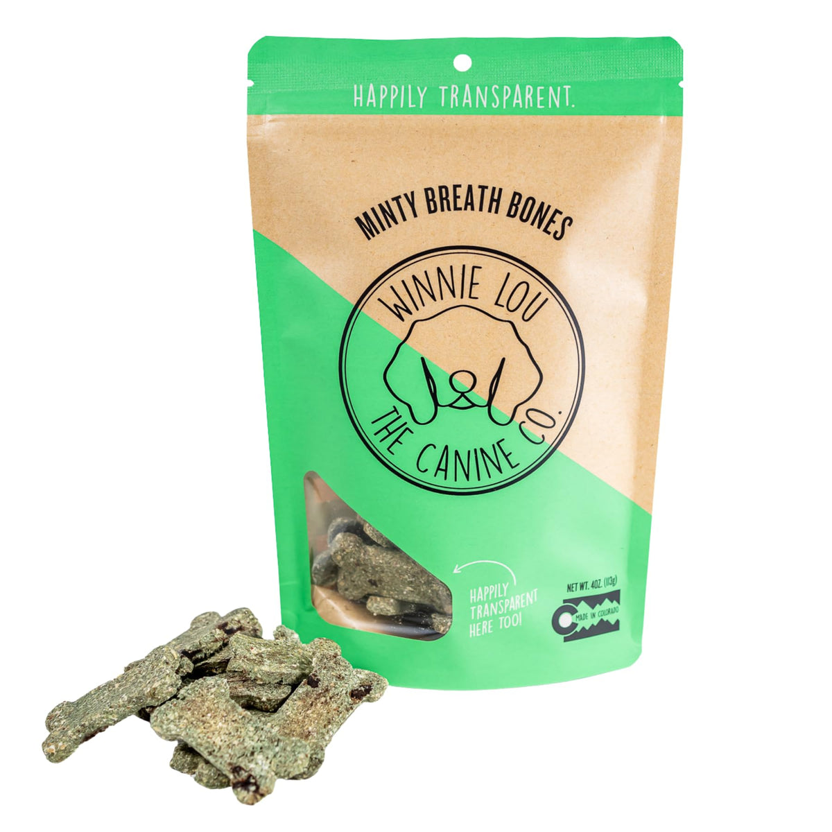 Winnie Lou Breath Bones Minty Dog Treats 4oz