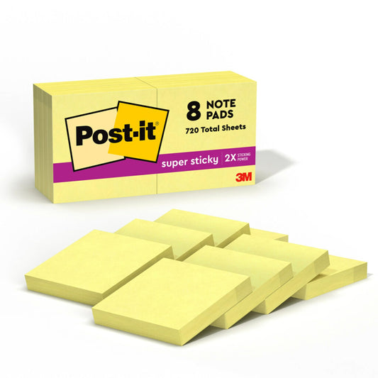 3M Post-it Super Sticky Notes 1 7/8 in x 1 7/8 in 8-Pack